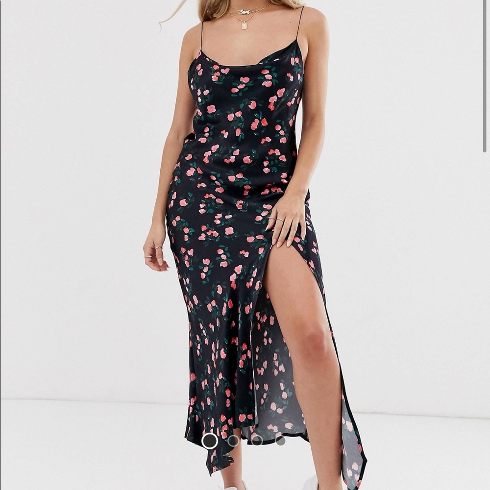 NWT Bec & Bridge floral midi satin slip cami dress